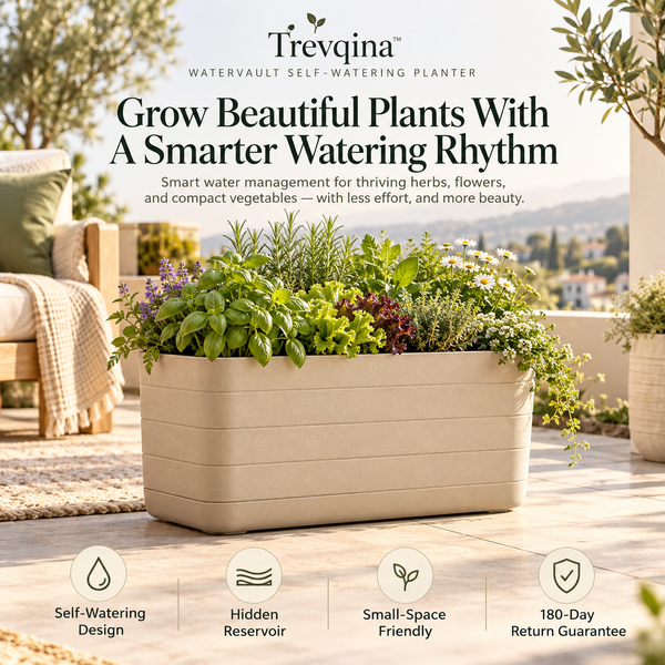 Trevqina™ WaterVault Self-Watering Planter