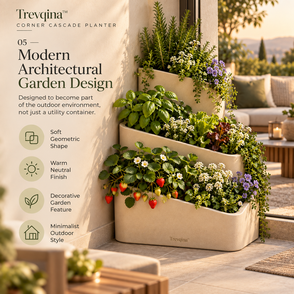 Trevqina™ Corner Cascade Planter