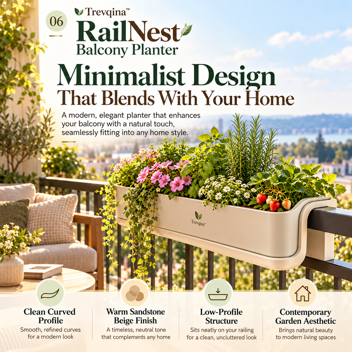 Trevqina™ RailNest Balcony Planter
