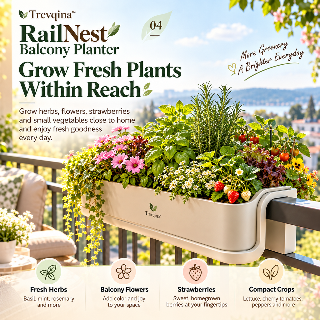Trevqina™ RailNest Balcony Planter
