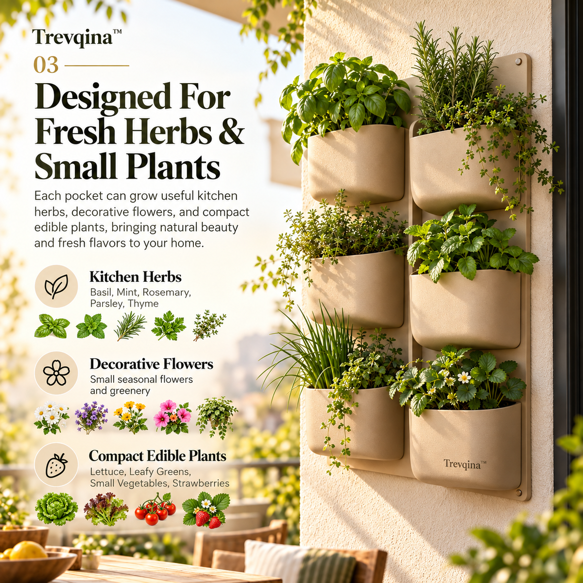 Trevqina™ WallPocket Herb Garden
