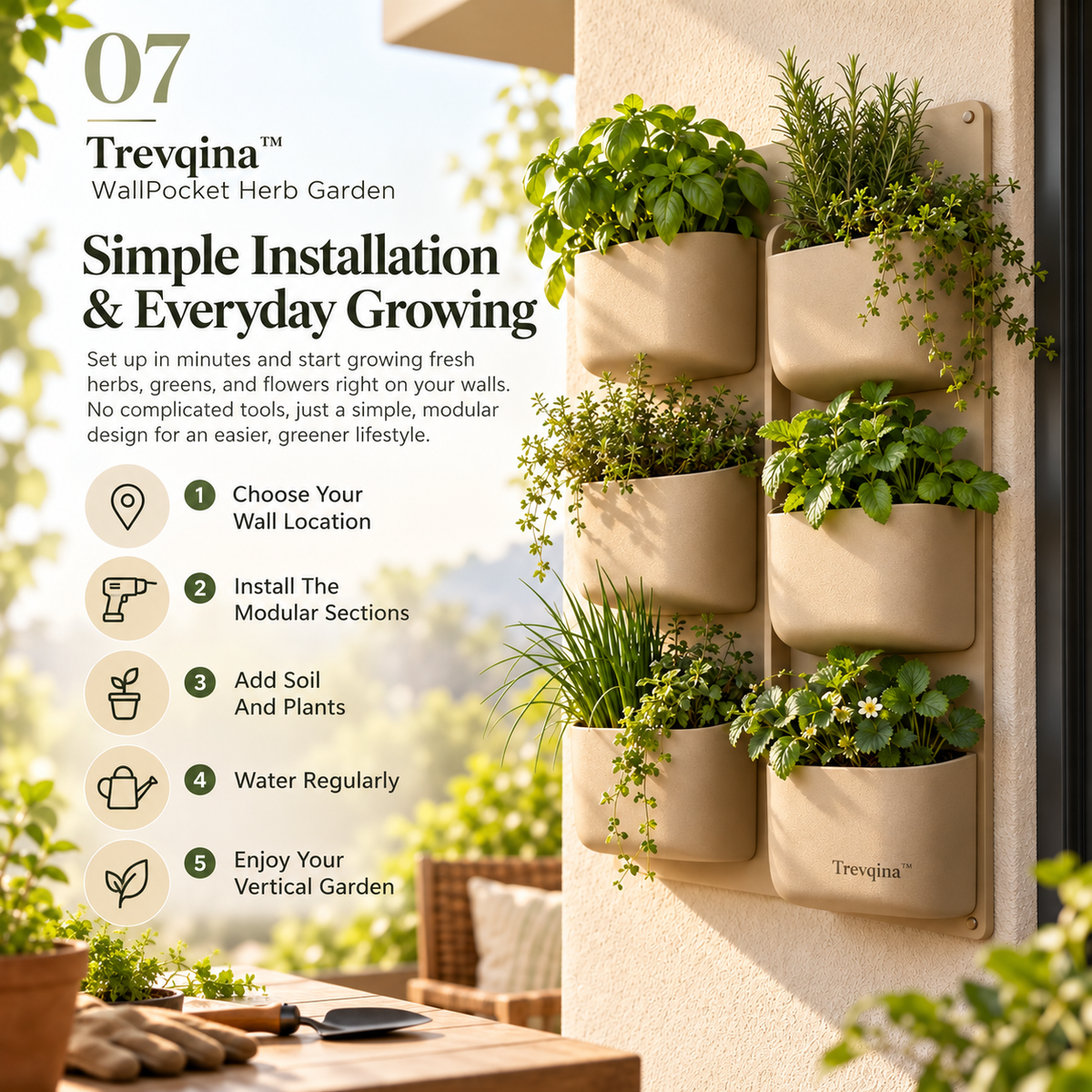 Trevqina™ WallPocket Herb Garden
