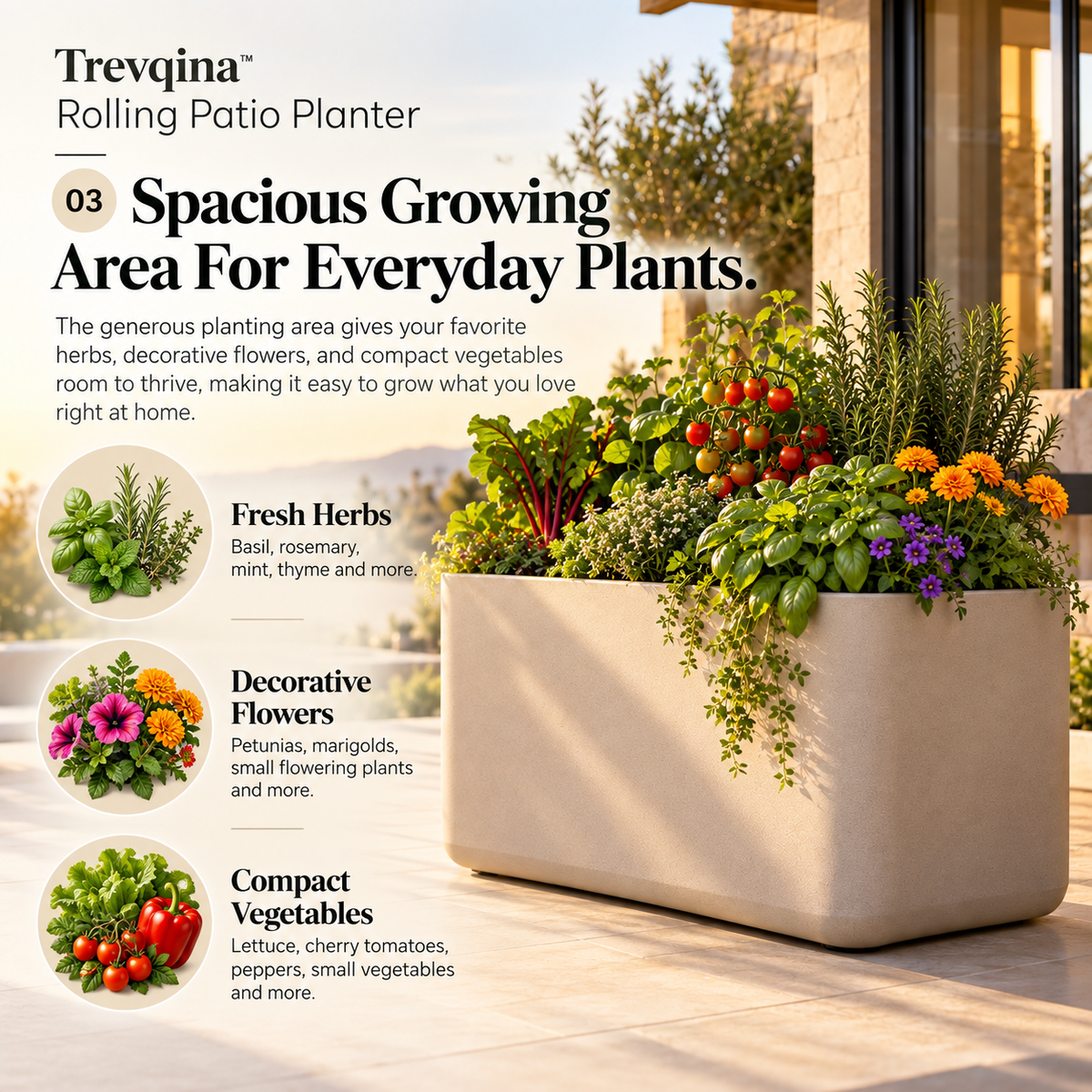 Trevqina™ Rolling Patio Planter