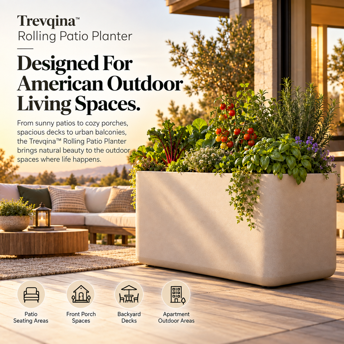 Trevqina™ Rolling Patio Planter