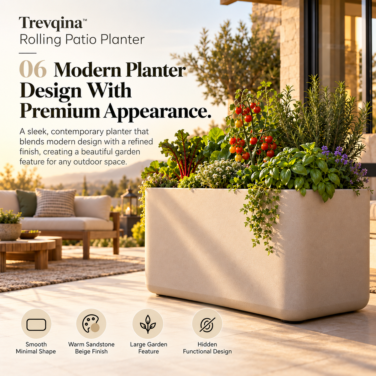Trevqina™ Rolling Patio Planter