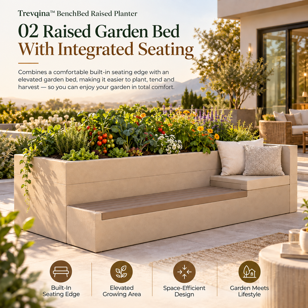 Trevqina™ BenchBed Raised Planter