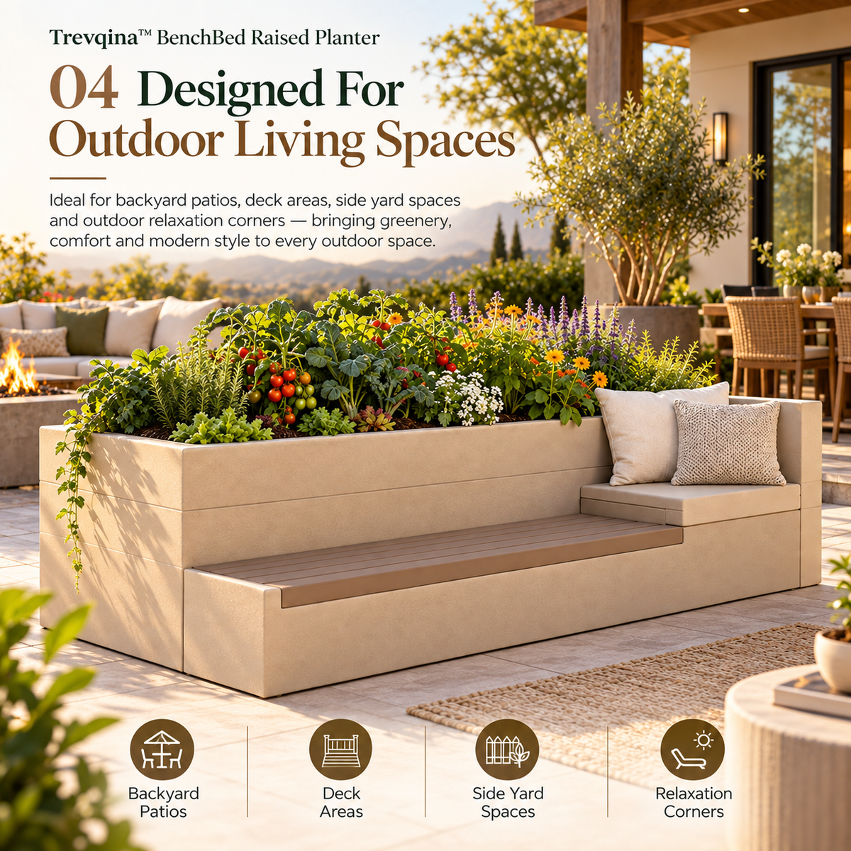 Trevqina™ BenchBed Raised Planter