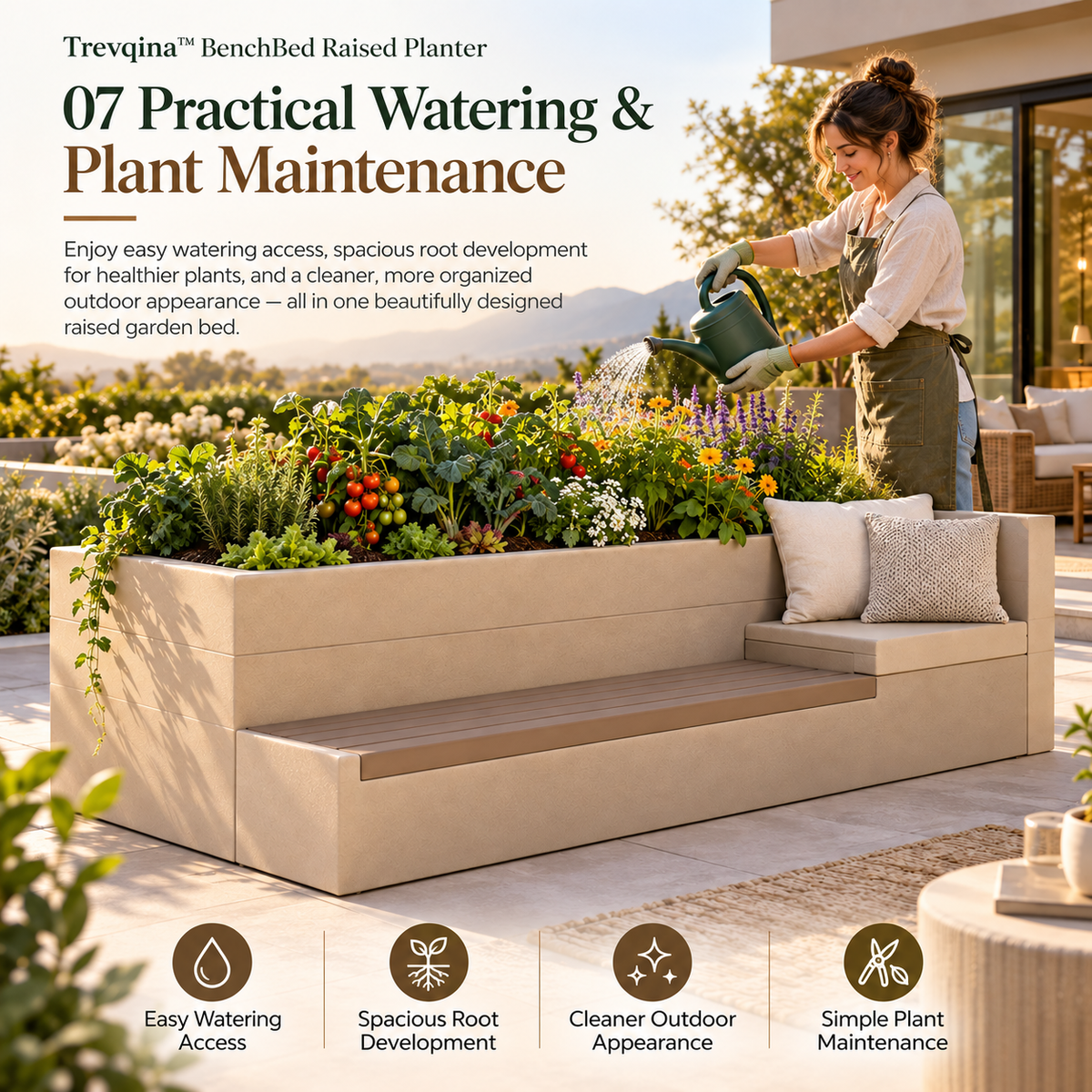 Trevqina™ BenchBed Raised Planter
