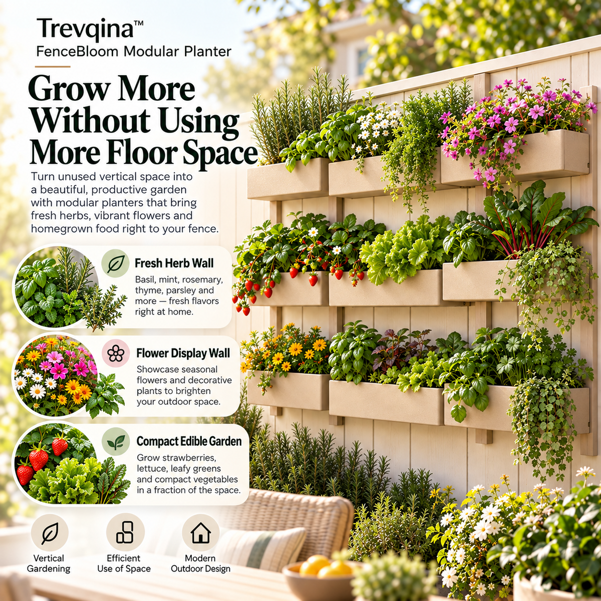 Trevqina™ FenceBloom Modular Planter